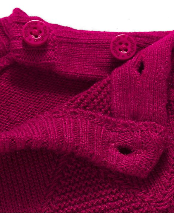 Babyhug Full Sleeves Sweater Set With Chevron Knitting Design - Wine