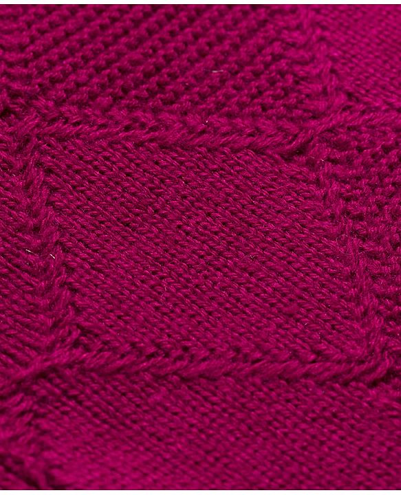 Babyhug Full Sleeves Sweater Set With Chevron Knitting Design - Wine
