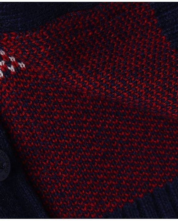 Babyhug Knit Full Sleeves Hooded Sweater Set with Abstract Design - Navy Blue