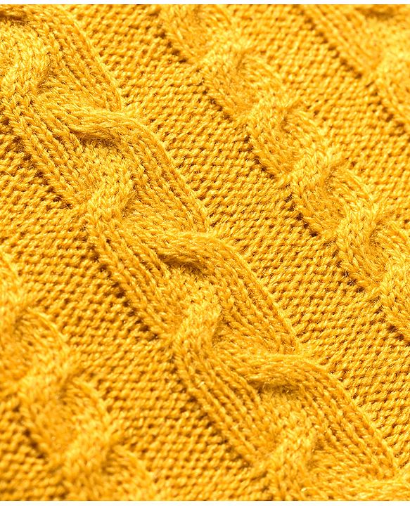 Babyhug Knit Full Sleeves Sweater Set With Cap & Cable Knit - Mustard