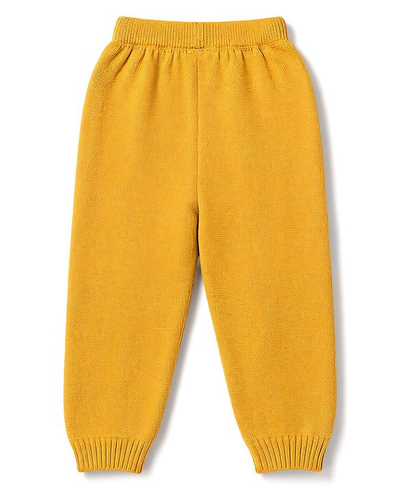 Babyhug Knit Full Sleeves Sweater Set With Cap & Cable Knit - Mustard