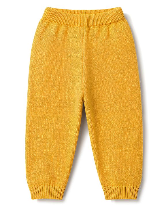 Babyhug Knit Full Sleeves Sweater Set With Cap & Cable Knit - Mustard