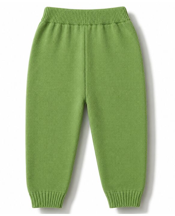 Babyhug Knit Full Sleeves Striped Sweater Set With Bear Design - Green