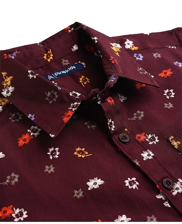 Pine Kids Cotton Woven Shirts Printed Half Sleeves Multi Color 4-5 Years