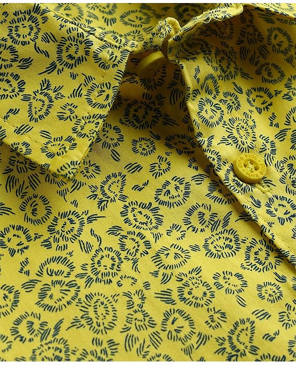 Pine Kids Cotton Woven Shirts Printed Half Sleeves Regular Yellow 4-5 Years