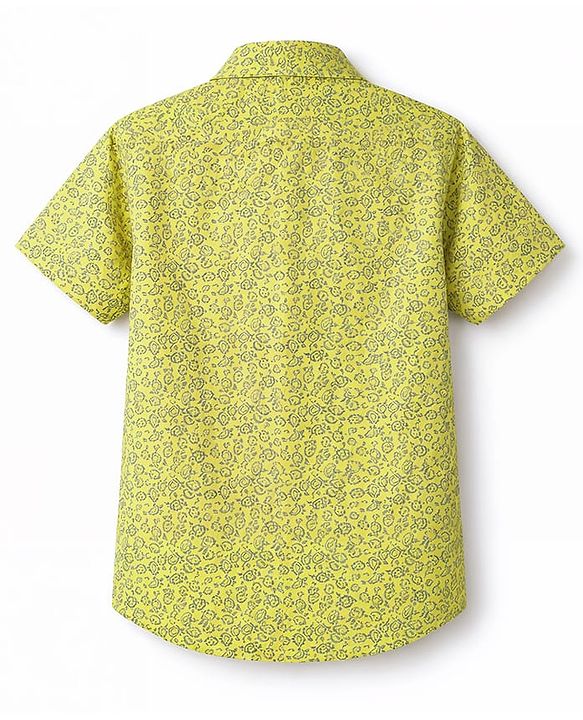 Pine Kids Cotton Woven Shirts Printed Half Sleeves Regular Yellow 4-5 Years