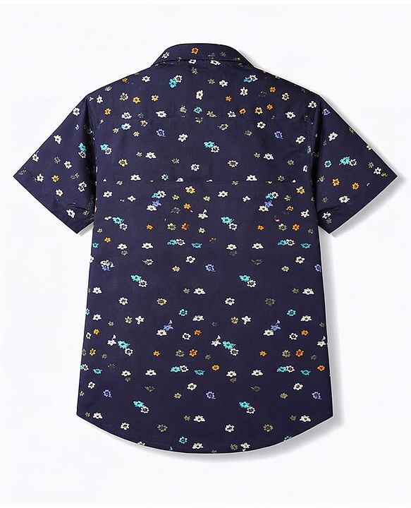 Pine Kids Cotton Woven Printed Shirts Half Sleeves Blue 4-5 Years