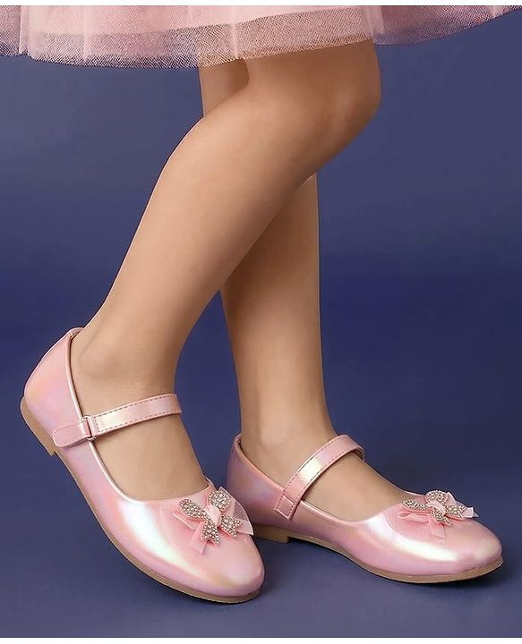 Pine Kids Slip On Ballerina With Bow Pearl Applique - Pink