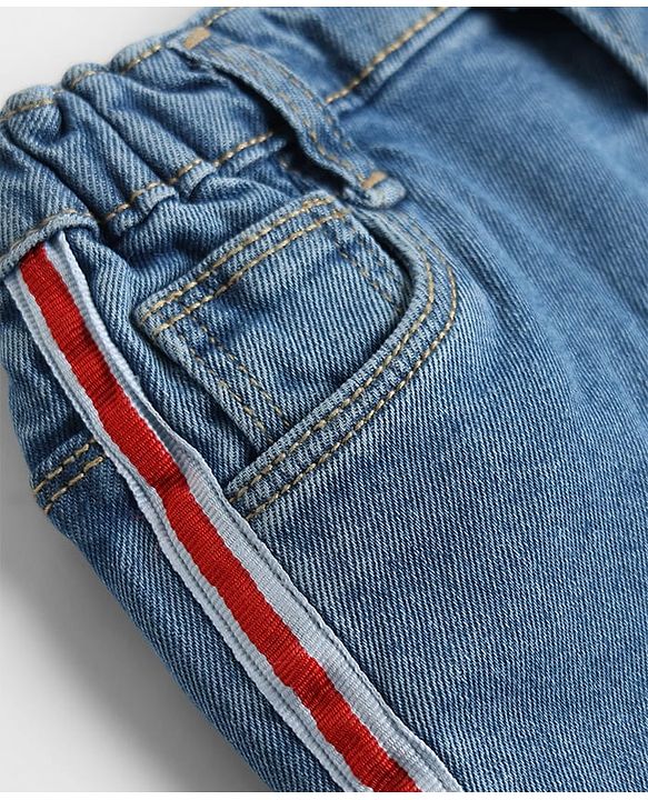 Babyhug Denim Mid Thigh Solid Skirts With Stretch - Blue