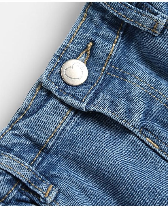Babyhug Denim Mid Thigh Solid Skirts With Stretch - Blue