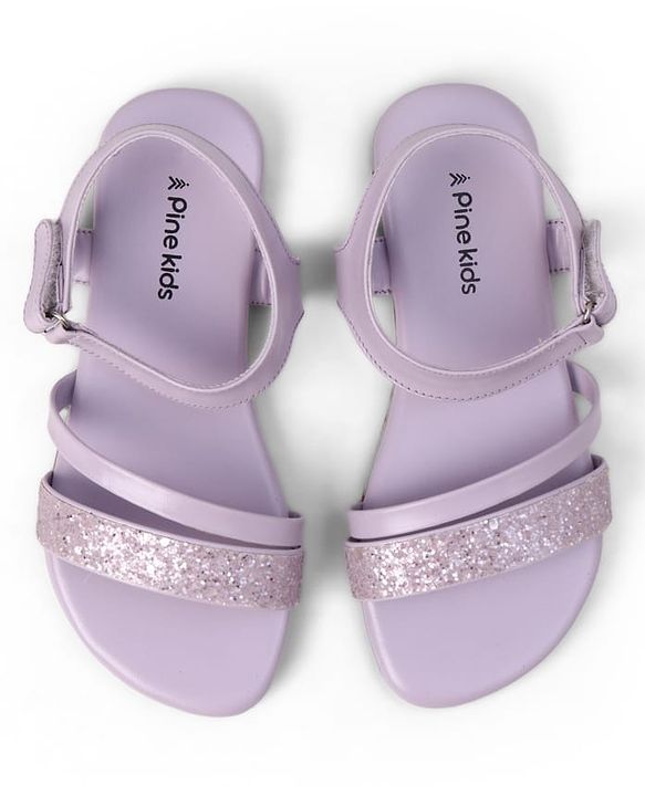 Pine Kids Velcro Closure Sandals With Glitter Detailing - Purple