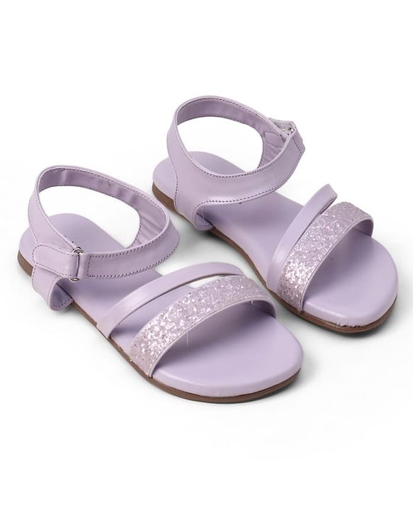 Pine Kids Velcro Closure Sandals With Glitter Detailing - Purple