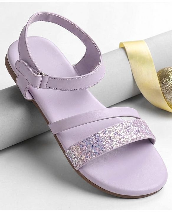 Pine Kids Velcro Closure Sandals With Glitter Detailing - Purple
