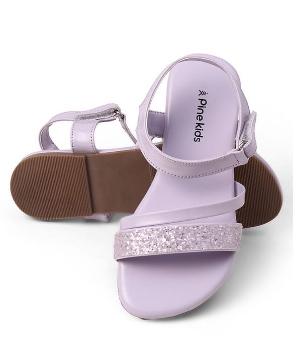 Pine Kids Velcro Closure Sandals With Glitter Detailing - Purple