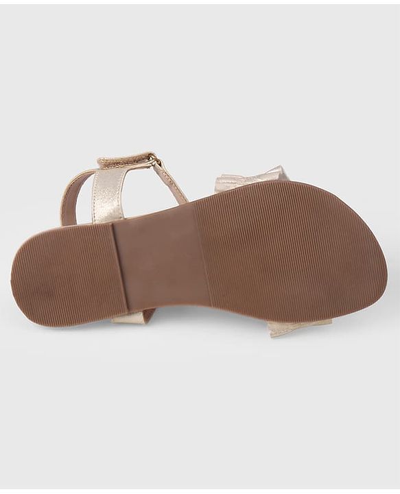Pine Kids Velcro Closure Sandals With Frill Detailing - Golden
