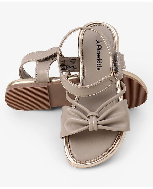 Pine Kids Sandals Velcro Closure in Tan