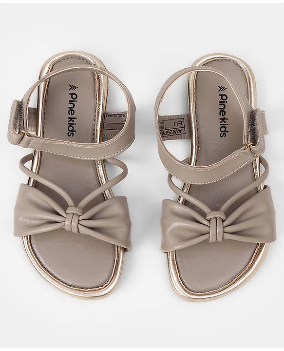 Pine Kids Sandals Velcro Closure in Tan