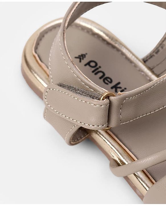 Pine Kids Sandals Velcro Closure in Tan