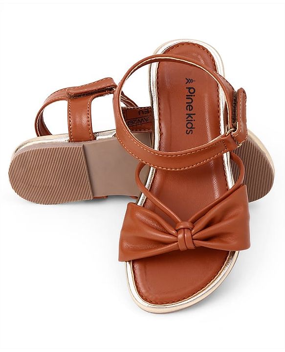 Pine Kids Sandals Velcro Closure in Tan