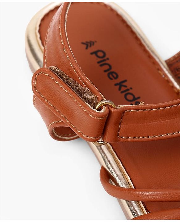 Pine Kids Sandals Velcro Closure in Tan
