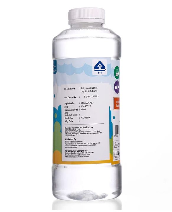Babyhug Bubble Liquid Solution, Bubble Refill Bottle, Bubble Maker Liquid for Guns - 750 ml| BIS Approved