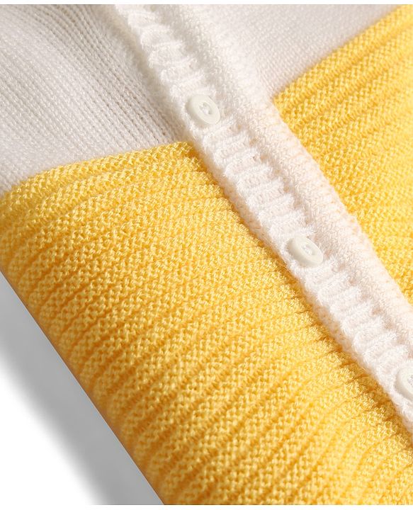 Babyhug Knit Full Sleeves Striped Sweater Set With Cap & Booties - Yellow