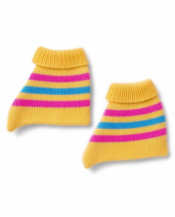 Babyhug Knit Full Sleeves Striped Sweater Set with Cap and Booties - Yellow