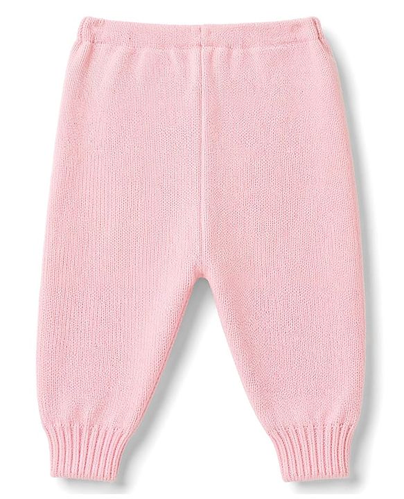 Babyhug Knit Full Sleeves Striped Sweater Set with Cap and Booties - White & Pink