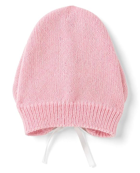 Babyhug Knit Full Sleeves Striped Sweater Set with Cap and Booties - White & Pink