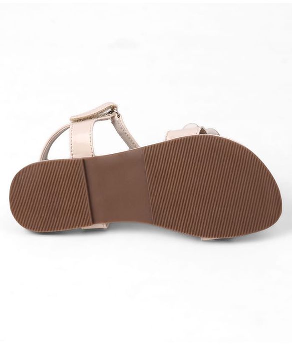 Pine Kids Velcro Closure Sandals With Floral Applique - Beige