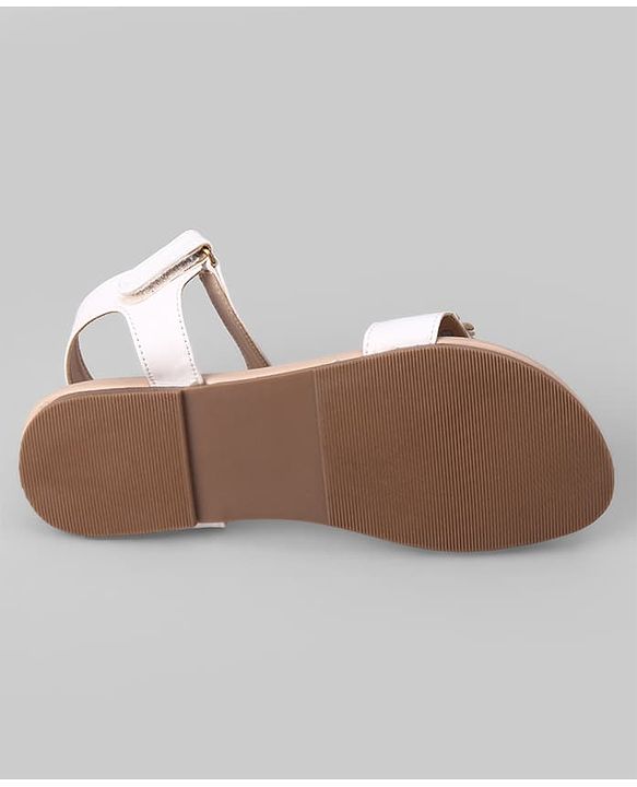 Pine Kids Velcro Closure Sandals With Floral Detailing - White