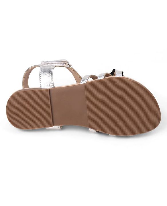 Pine Kids Buckle Closure Sandals With Butterfly Applique - Silver