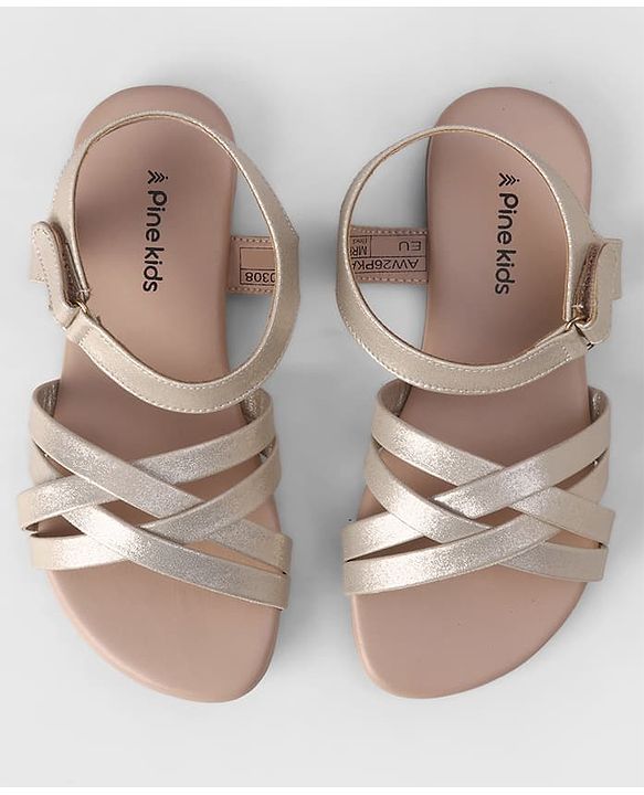 Pine Kids Velcro Closure Sandals - Golden
