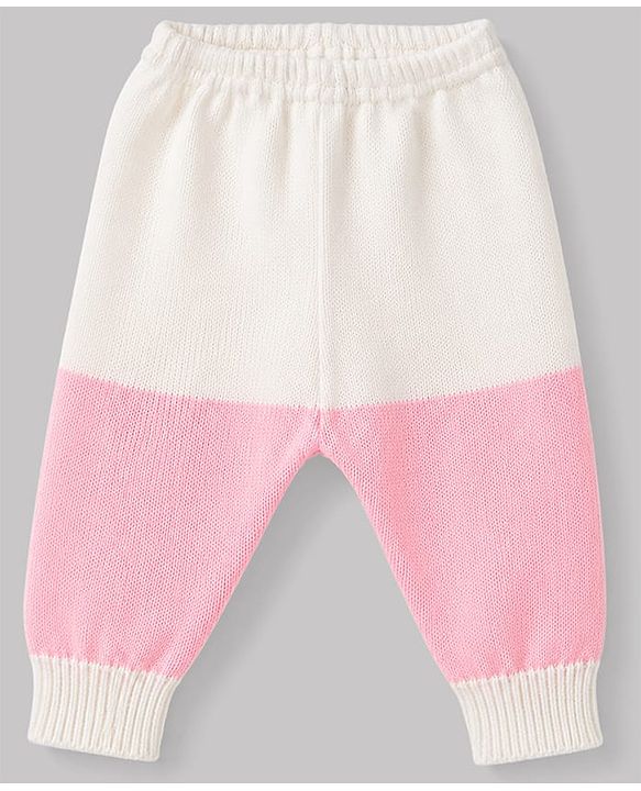 Babyhug Knit Full Sleeves Striped 4 Piece Sweater & Pant Set With Cap & Booties - Pink