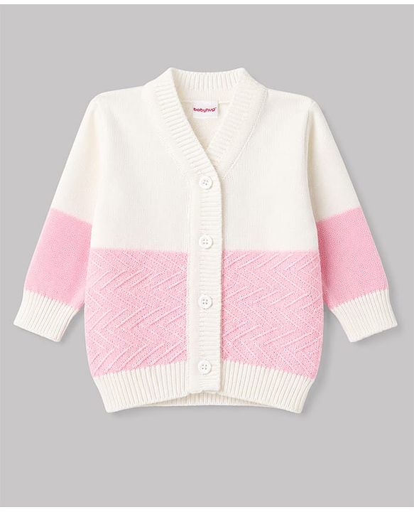 Babyhug Knit Full Sleeves Striped 4 Piece Sweater & Pant Set With Cap & Booties - Pink