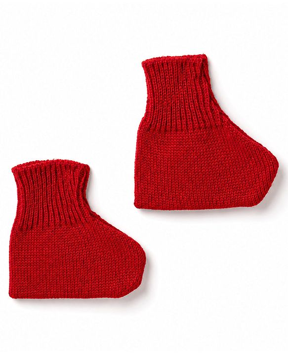 Babyhug Knit Full Sleeves Solid 4 Piece Sweater & Pant Set With Cap & Booties - Red