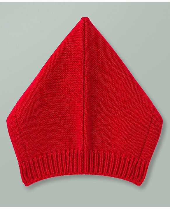 Babyhug Knit Full Sleeves Front Open Colour Block Stripe Sweater Set with Cap & Booties - Red & White