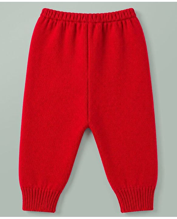 Babyhug Knit Full Sleeves Front Open Colour Block Stripe Sweater Set with Cap & Booties - Red & White