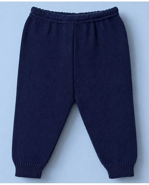 Babyhug Knit Full Sleeves Front Open Argyle Designed Sweater Set with Cap & Booties - Navy & White