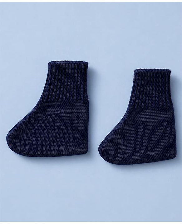 Babyhug Knit Full Sleeves Front Open Argyle Designed Sweater Set with Cap & Booties - Navy & White