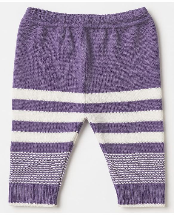 Babyhug Knit Full Length Four Piece Sweater Sets with Full Sleeves and Striped Print in Purple for 6-9 Months