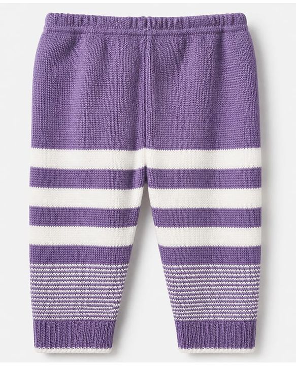 Babyhug Knit Full Length Four Piece Sweater Sets with Full Sleeves and Striped Print in Purple for 6-9 Months