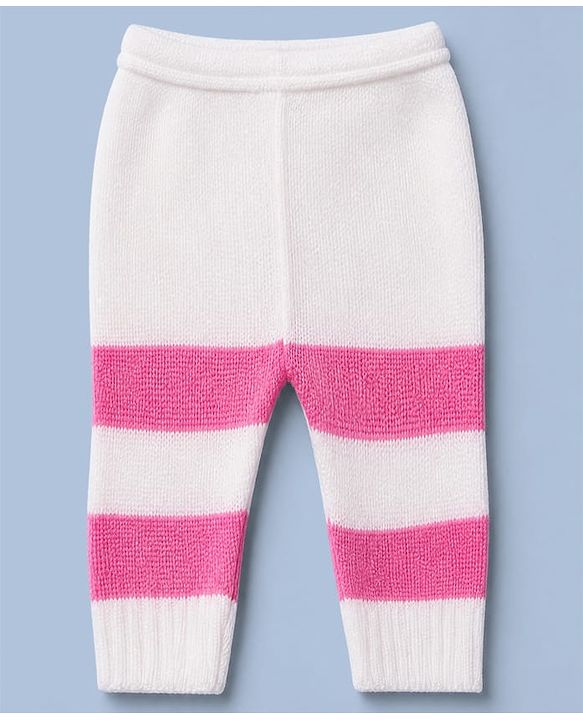 Babyhug Knit Sweater Set and Cap with Full Sleeves and Color Block in Pink