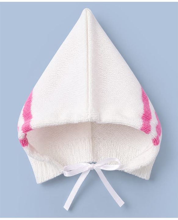 Babyhug Knit Sweater Set and Cap with Full Sleeves and Color Block in Pink