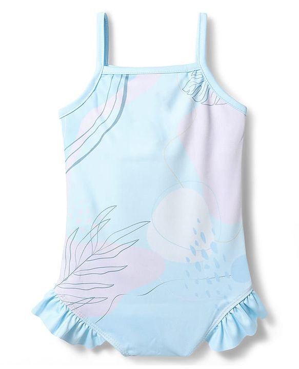 Babyhug Disney Lycra Sleeveless V Cut Swimsuit With Lilo & Stitch Graphics - Blue