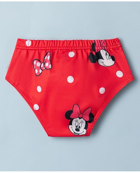 Babyhug Disney  Sleeveless Two Piece Swimsuit With Minnie Mouse Family Graphic - White