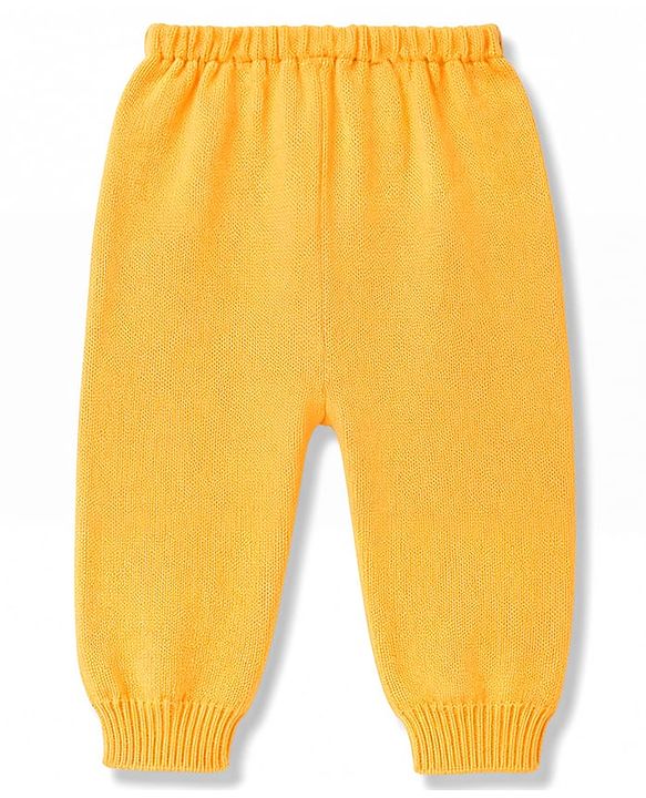 Babyhug Knitted Full Sleeves Striped Sweater Set - Mustard