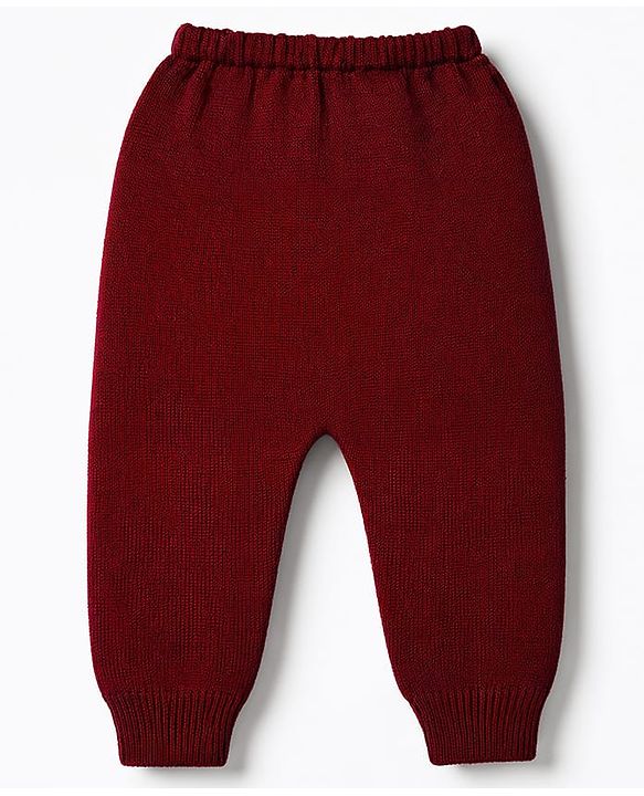 Babyhug Knit Full Sleeves Striped Sweater & Pant Set - Maroon
