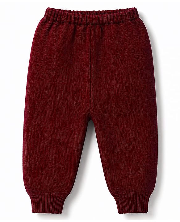 Babyhug Knit Full Sleeves Striped Sweater & Pant Set - Maroon