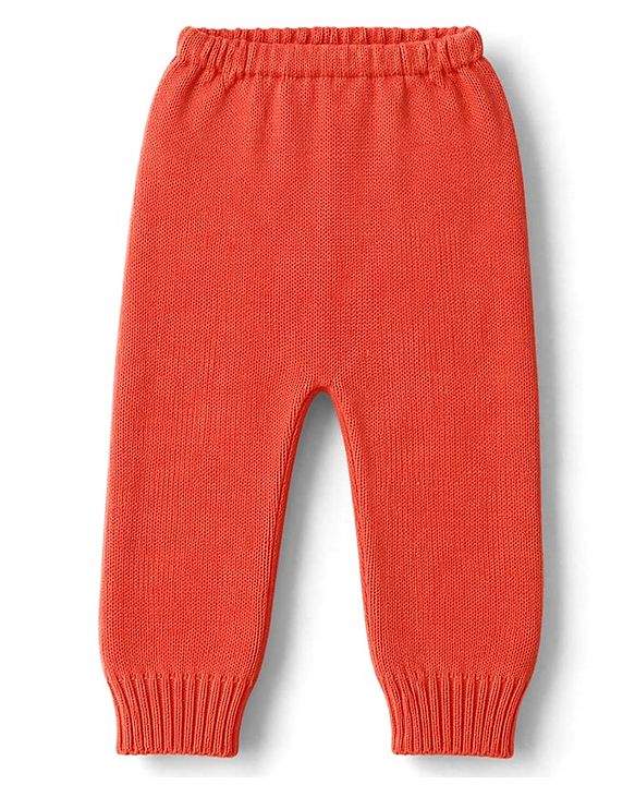 Babyhug Knitted Full Sleeves Hooded Sweater Set - Red